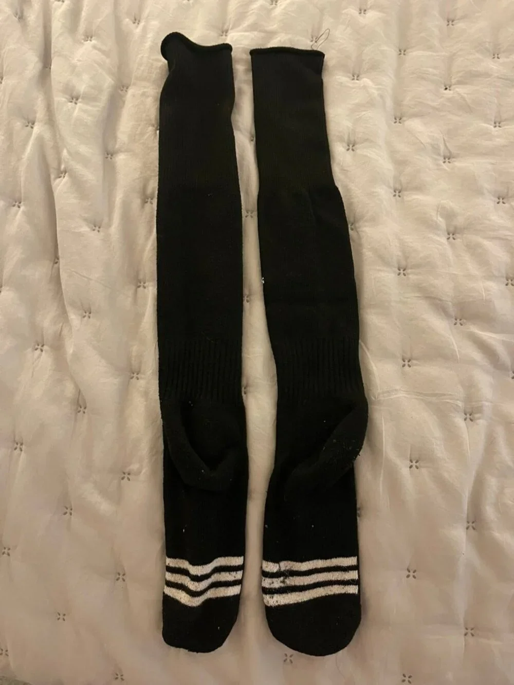Adidas Black Soccer Socks Youth Approximately 21 Inches